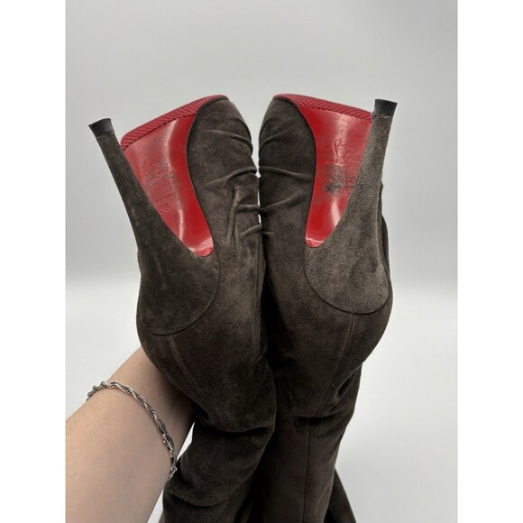Christian Louboutin Brown Suede Slouchy Pilos Boots Mid Calf Sz EU 36 6 - Picture 14 of 15